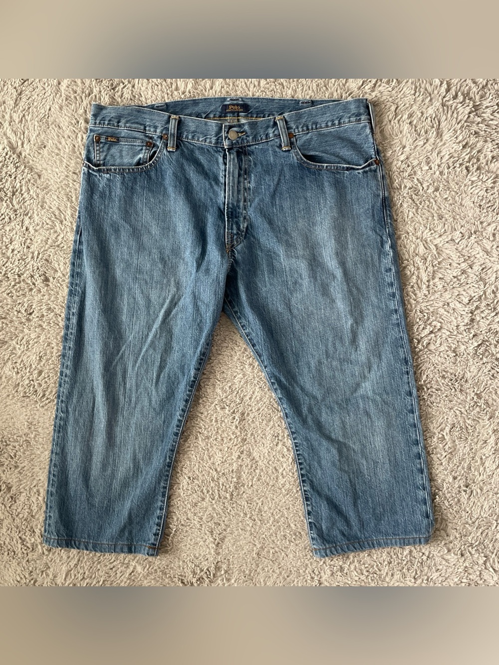 Polo Ralph Lauren Hampton Relaxed Straight Mens Blue Denim Jeans Med Wash 40x22